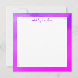 Cartão De Agradecimento Nome manuscrito roxo simples gradiente de aquarela