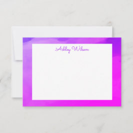 Cartão De Agradecimento Nome manuscrito roxo simples gradiente de aquarela