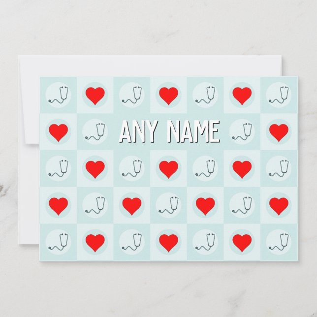 Cartão De Agradecimento Nome ou Texto Personalizado do Trabalhador de Enfe (Frente)