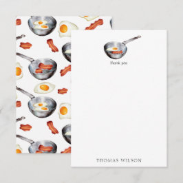 Cartão De Agradecimento Nome Personalizado de Comida de Bacon e Ovos do Ca