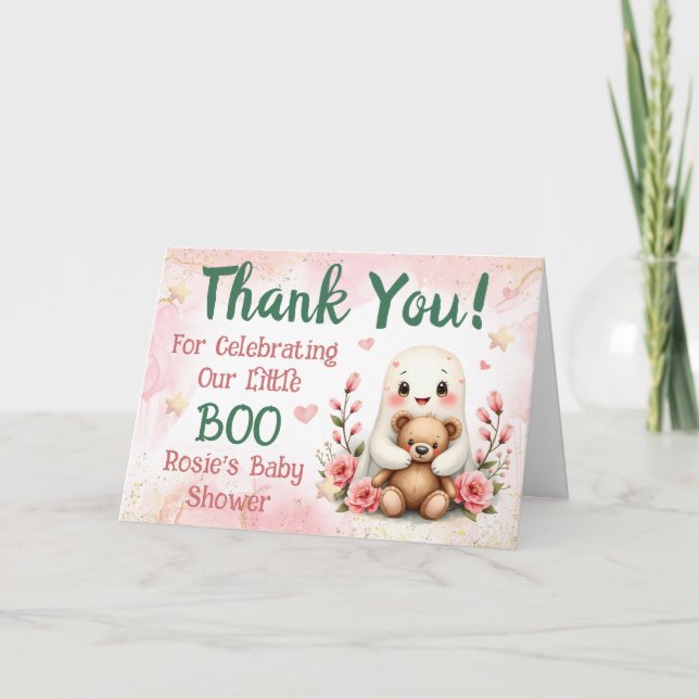 Cartão De Agradecimento Nome Personalizado do Chá de fraldas Ghost Girls d (Frente)