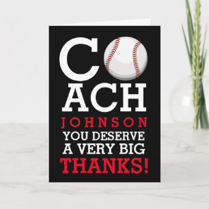 Cartão De Agradecimento Nome Personalizado do Treinador Baseball Obrigado