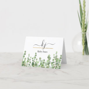 Cartão De Agradecimento Nome Personalizado Greenery Da Mesa De