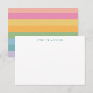 Cartão De Agradecimento Nome Personalizado Listras Pastel Simples Fofo Fem