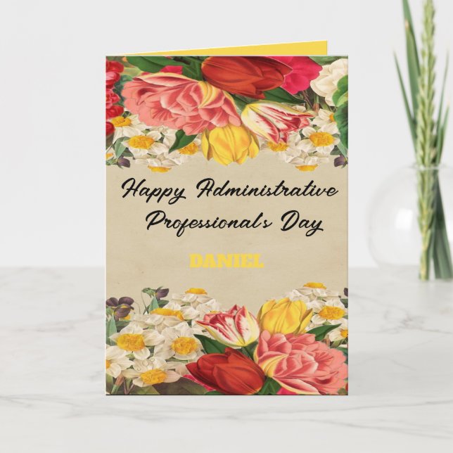 Cartão De Agradecimento Nome Personalizado Profissional Administrativo Dia (Frente)