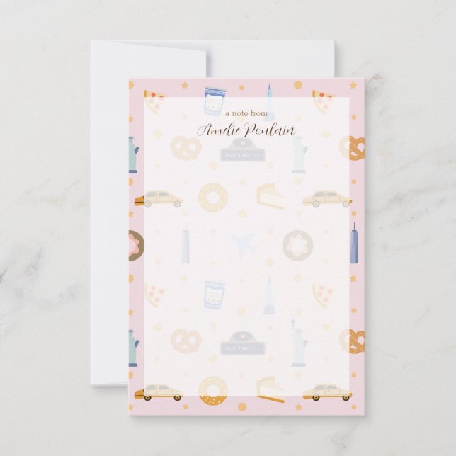 Cartão De Agradecimento Nome Personalizado Tão Rosa Adorável NYC-Themed (Frente)