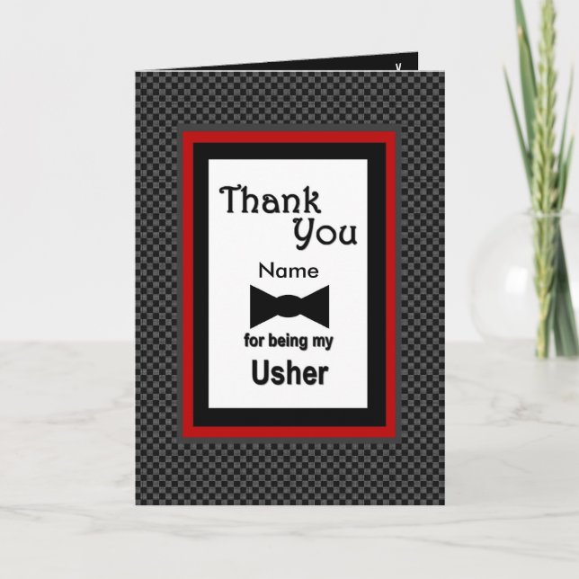 Cartão De Agradecimento NOME PERSONALIZADO - USHER Wedding Obrigado (Frente)