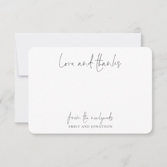 Cartão De Agradecimento Nome Simples Script Casamento Novos Obrigados De A (Frente)