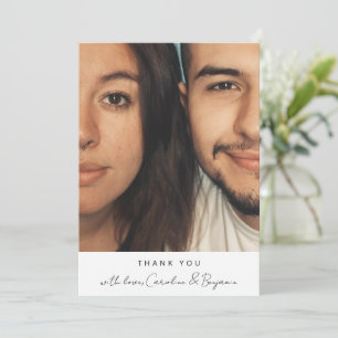 Cartão De Agradecimento Nomes de Fotos Personalizados com Letra Moderna Mi