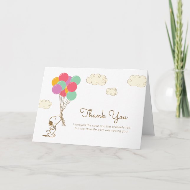 Cartão De Agradecimento Noopy e Balões Aniversário (Frente)