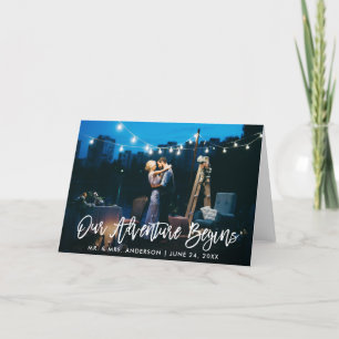 Cartão De Agradecimento Nossa Aventura Começa A Casamento De Escovas Dobra