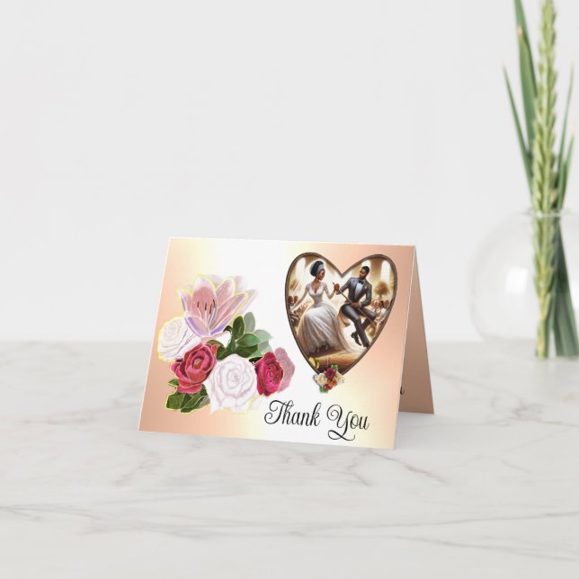 Cartão De Agradecimento Nossa Felicidade do Dia do Casamento Elegante (Frente)