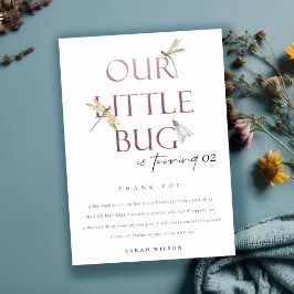 Cartão De Agradecimento Nossa Pequena Dragonela Rosa Inseto Qualquer Noite