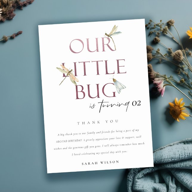 Cartão De Agradecimento Nossa Pequena Dragonela Rosa Inseto Qualquer Noite (Criador carregado)