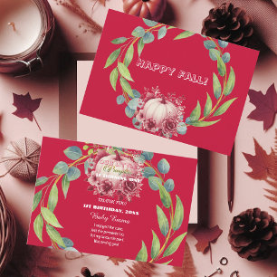 Cartão De Agradecimento Nossa Pequena primeiro aniversario de Abóbora, Ver