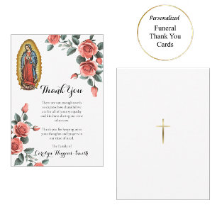 Cartão De Agradecimento Nossa Senhora de Guadalupe com Funeral Católico de