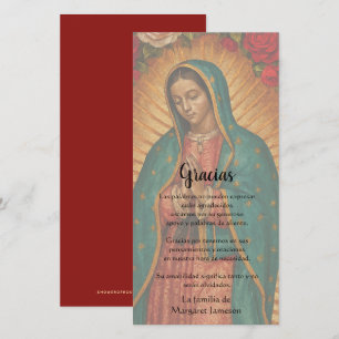 Cartão De Agradecimento Nossa Senhora de Guadalupe Funeral Pêsames Espanho