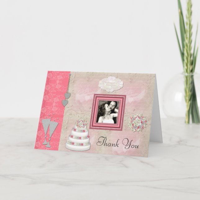 Cartão De Agradecimento Nosso Casamento Obrigado Foto Quadro (Frente)