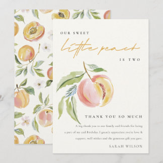 Cartão De Agradecimento Nosso Doce Pequeno Pêssego Fofo Aniversário em Aqu