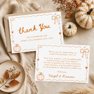 Cartão De Agradecimento Nosso Doce Pequeno Pumpkin Doodle Chá de Bebê