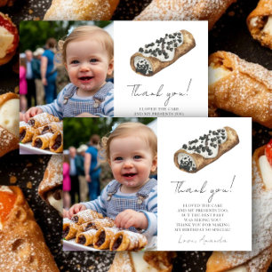 Cartão De Agradecimento Nosso Pequeno Cannoli 1º Aniversário Obrigado
