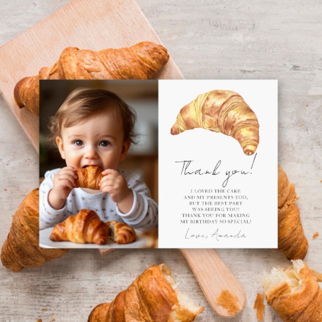 Cartão De Agradecimento Nosso Pequeno Croissant 1º Aniversário Obrigado (Criador carregado)
