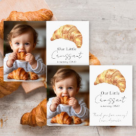 Cartão De Agradecimento Nosso Pequeno Croissant Aniversário de 1 ano Obrig