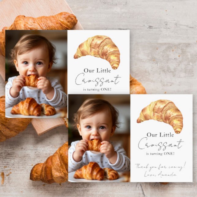 Cartão De Agradecimento Nosso Pequeno Croissant Aniversário de 1 ano Obrig (Criador carregado)