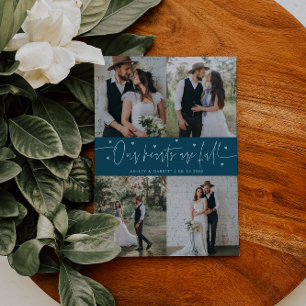 Cartão De Agradecimento Nossos Corações Estão Cheios Foto de Casamento Azu