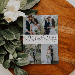 Cartão De Agradecimento Nossos Corações Estão Cheios Foto de Casamento Bra