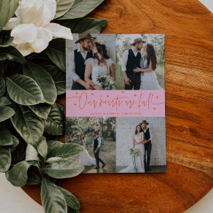 Cartão De Agradecimento Nossos Corações Estão Cheios Foto de Casamento Lar