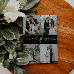 Cartão De Agradecimento Nossos Corações Estão Cheios Foto de Casamento Pre