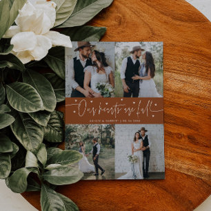 Cartão De Agradecimento Nossos Corações Estão Cheios Foto de Casamento Ter