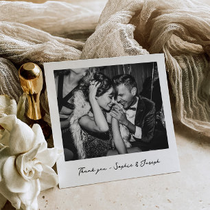 Cartão De Agradecimento Nostalgia   Olhar de Foto Instantânea Casamento
