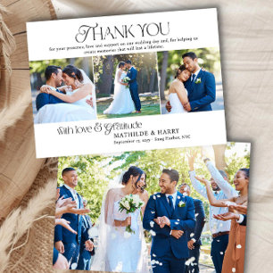 Cartão De Agradecimento Nostálgico Tipo Full Bleed e Foto Faixa Casamento