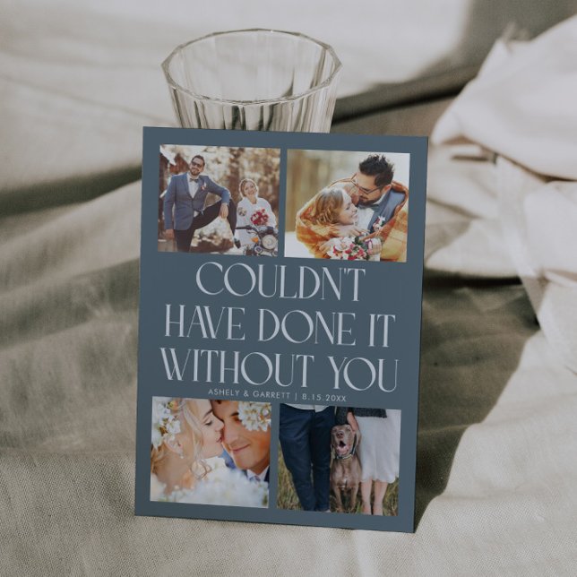 Cartão De Agradecimento Not Without You Wedding 4-Photo Slate Blue (Criador carregado)