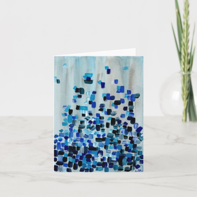 Cartão De Agradecimento Nota de Aquarela Azul marinho (Frente)