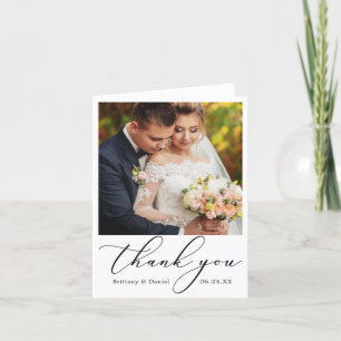Cartão De Agradecimento Nota de Casamento de Caligrafia Moderna
