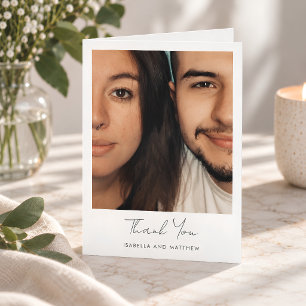 Cartão De Agradecimento Nota de casamento de foto de roteiro moderno mínim