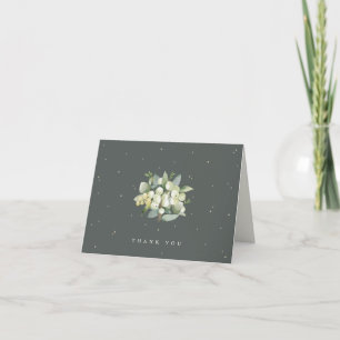 Cartão De Agradecimento Nota de Casamento de Framboesa Verde+Eucalyptus