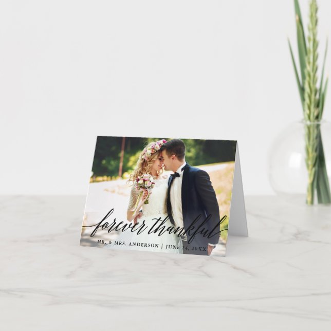 Cartão De Agradecimento Nota de Casamento para Caligrafia Moderna e Agradá (Frente)