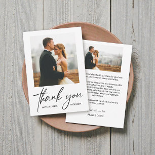 Cartão De Agradecimento Nota de Casamento Simples Moderna com 2 Fotos