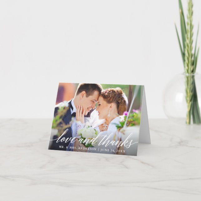 Cartão De Agradecimento Nota de Casamento sobre Caligrafia Moderna e Obrig (Frente)