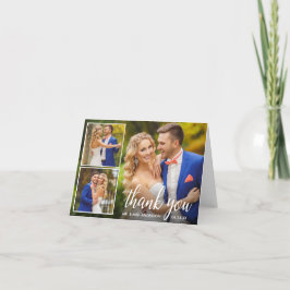 Cartão De Agradecimento Nota de Colagem Fotográfica de Casamento de Caligr