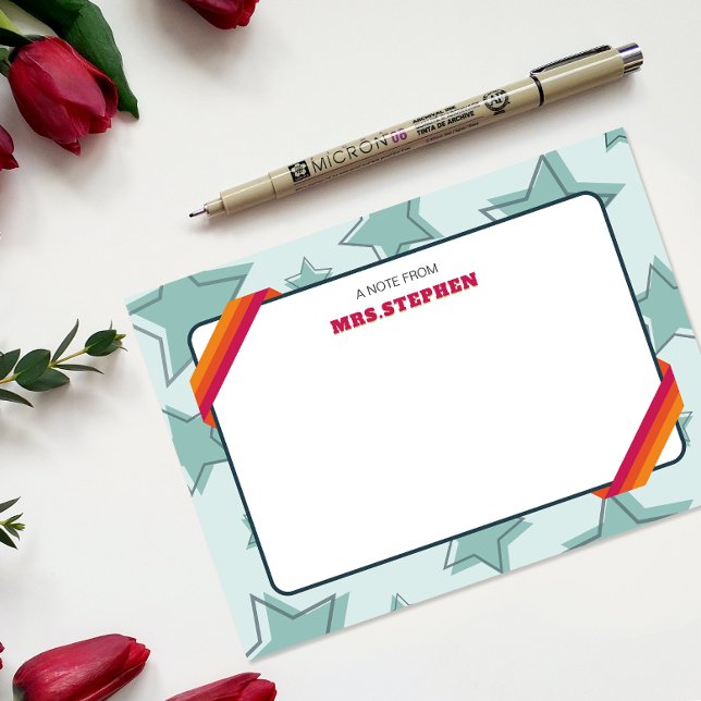 Cartão De Agradecimento Nota de final do ano do professor personalizado es (Star Personalized Teacher End of the Year Note Thank You Card)