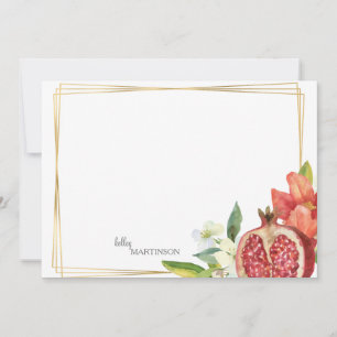 Cartão De Agradecimento Nota de Folhagem de Romã Monogramada