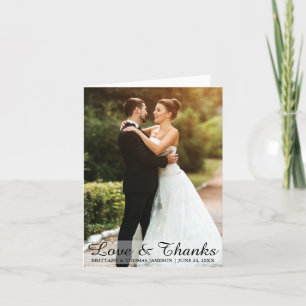 Cartão De Agradecimento Nota de Fotografia de Obrigados e Amor de Casament