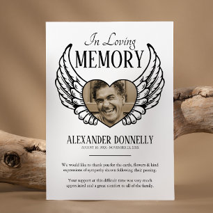Cartão De Agradecimento Nota de Simpatia Funeral Anjo