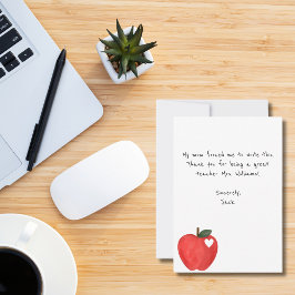 Cartão De Agradecimento Nota engraçada das crianças, maçã vermelha, Agrade