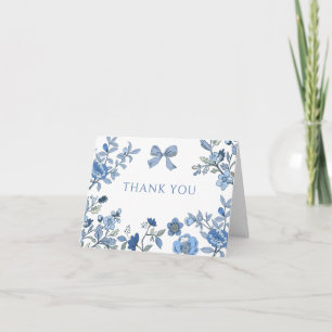 Cartão De Agradecimento Nota Floral Azul Chinoiserie